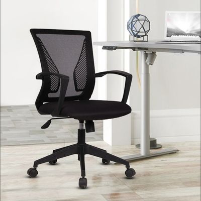 オフィス家具 シンプルで快適な黒い網状回転椅子