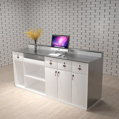 OEM レセプション デスクテーブル E1 MDF/MFC メラミンのボードで作られた引き出しとキャビネット