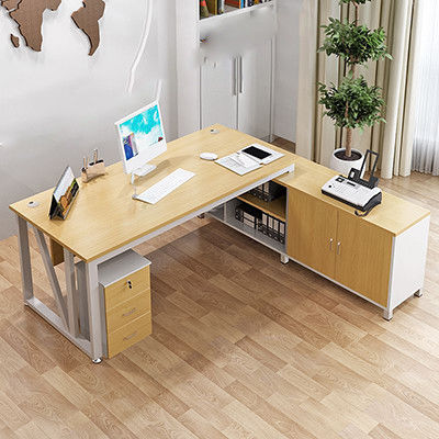 モダン シンプル スタイル MDF 素材 L 形 ボス CEO オフィス デスク エグゼクティブ デスク キャビネット