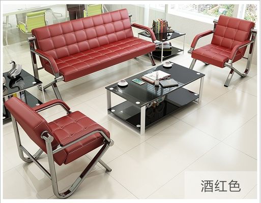 商業用待合室家具セット 現代のシンプル革ソファとコーヒーテーブル