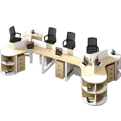 シンプルでモダンなオフィス家具 コーナー コンビニ スタッフテーブル 3/6 人