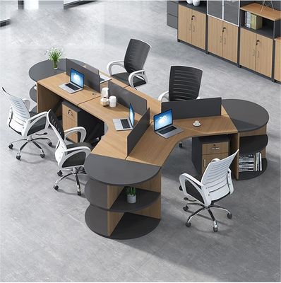シンプルでモダンなオフィス家具 コーナー コンビニ スタッフテーブル 3/6 人