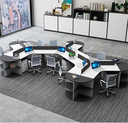 シンプルでモダンなオフィス家具 コーナー コンビニ スタッフテーブル 3/6 人