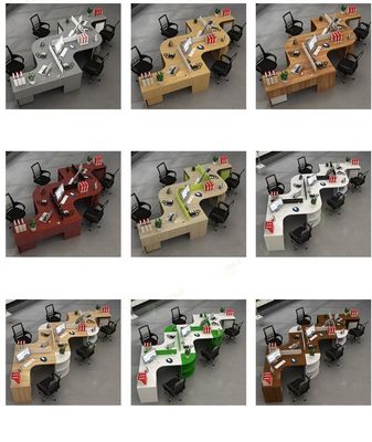 アルミニウムフレームとパネル/布/鋼材を備えた現代的なスタッフワークステーション L形デスクセット